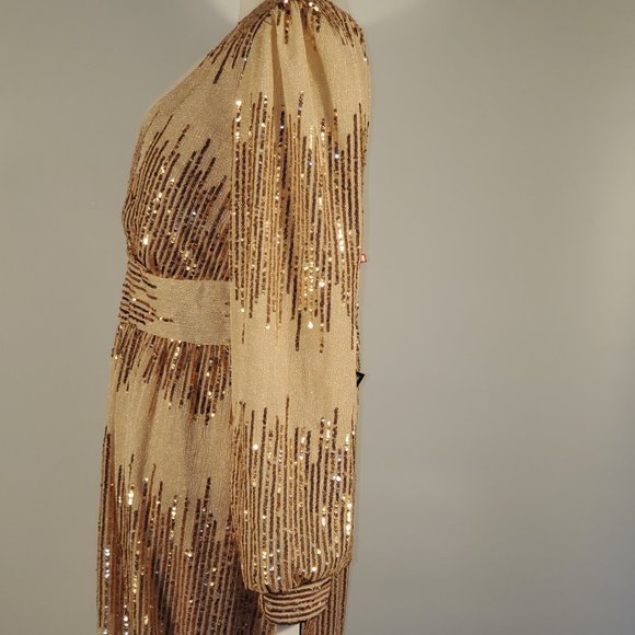 R M Richards Sequined Gown, Rose Gold - 14W - Picture 7 of 8